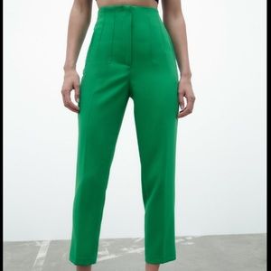 Zara green high rise pants